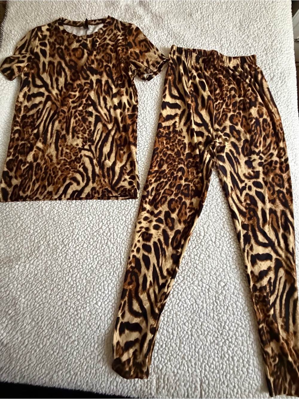 New Mix Animal Print Loungewear Set - Brown & Black